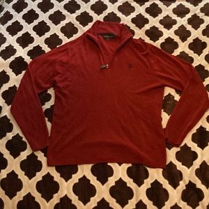Size L U.S. Polo Assn. mock neck 1/4 zipper red long sleeved sweater